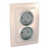  - Schneider Electric SE Unica Беж Розетка 2-ая б/з с защитными шторками винт. зажим, литая (MGU23.063.25D)