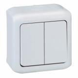  - Legrand Quteo Бел Выключат 2-клавишный IP44 10А (782302)
