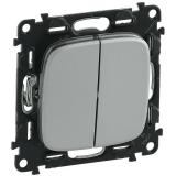  - Legrand Valena ALLURE DIY Алюминий выключатель 2-х клавишный 10А 250В (752905)
